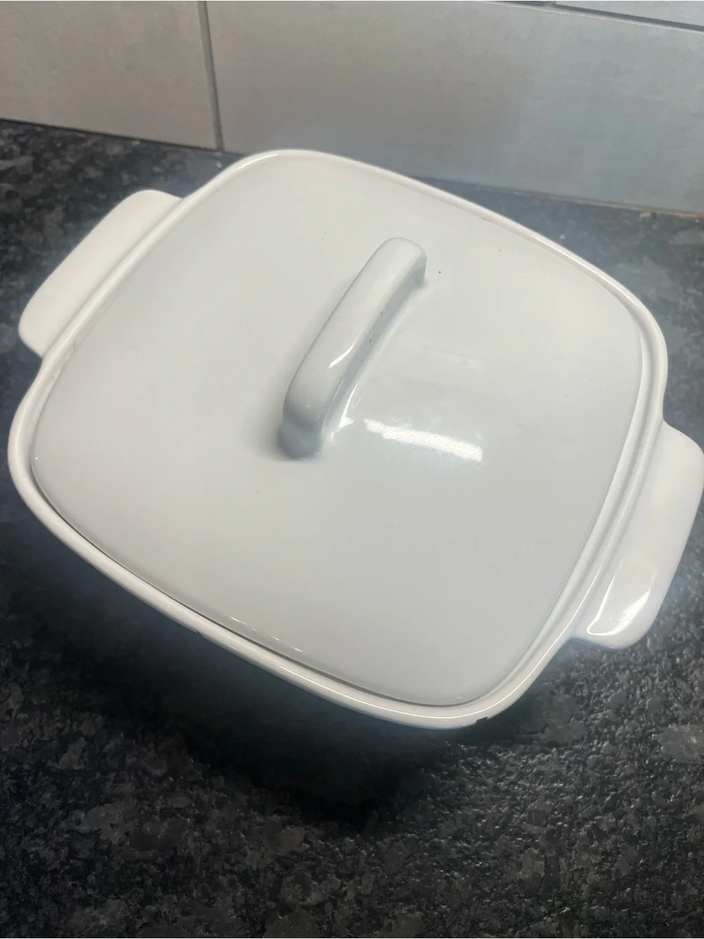 1-1/2 qt Corelle Square covered casserole. SIMPLE LINES OR FINE LINES.